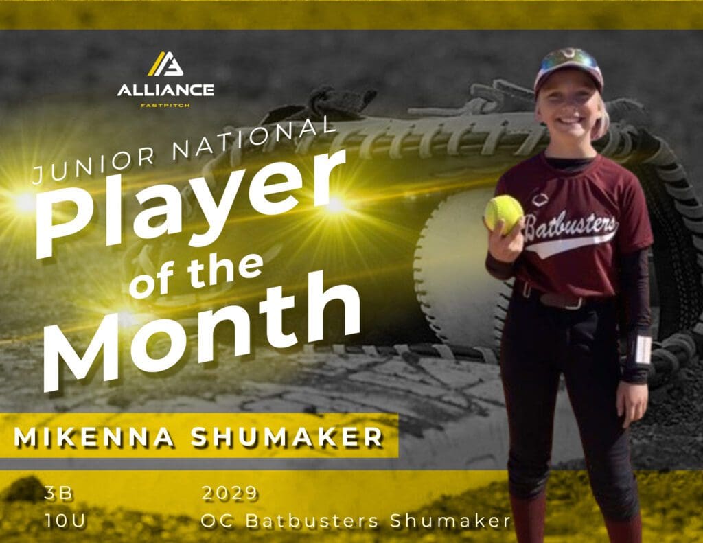 Alliance Jumior Player of the Month Mikenna